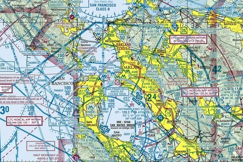 VFR sectional chart of the San Francisco Bay Area around Half Moon Bay